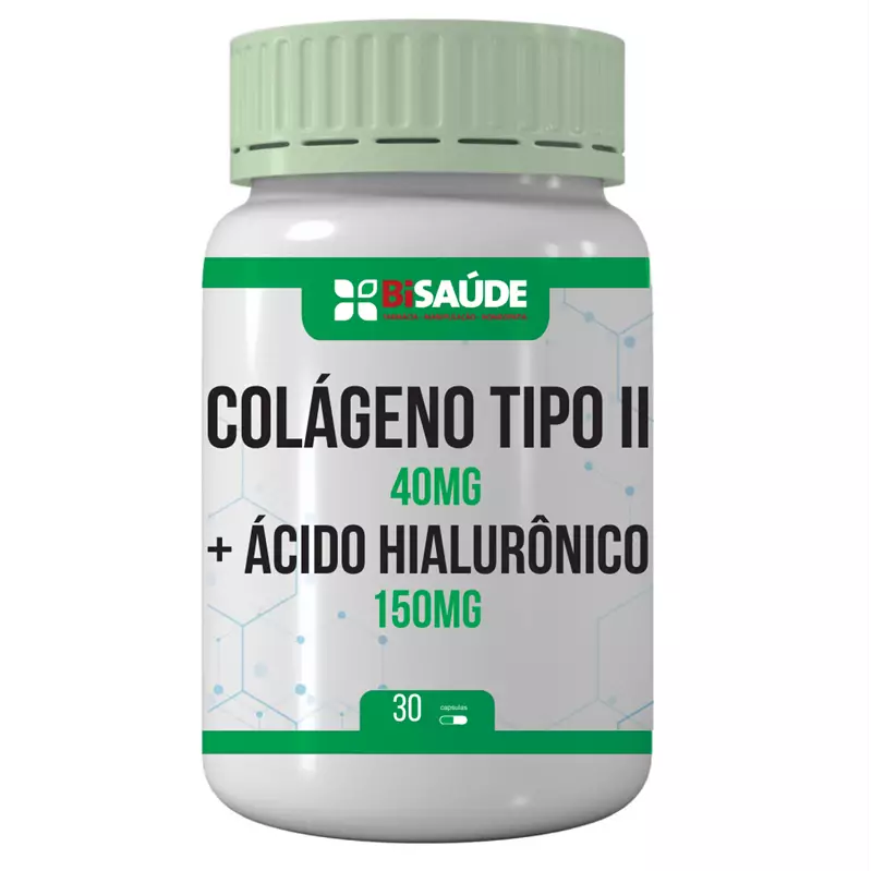 Colágeno Tipo II 40mg + Ácido Hialurônico 150mg 30 Cápsulas
